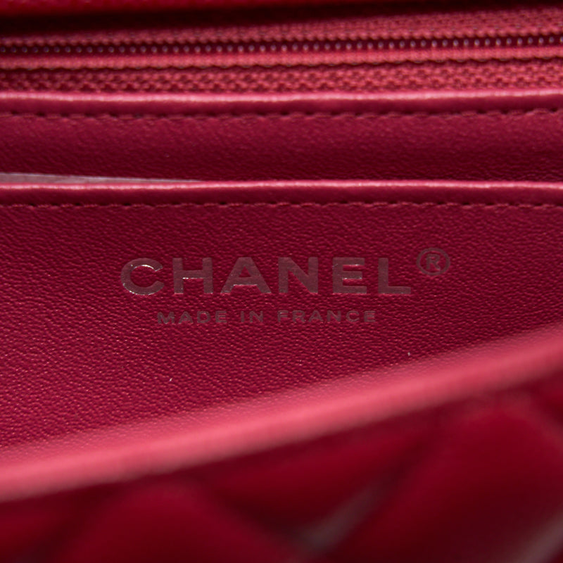 Chanel 18B Classic Mini Rectangular Flap Bag Caviar Dark Pink SHW