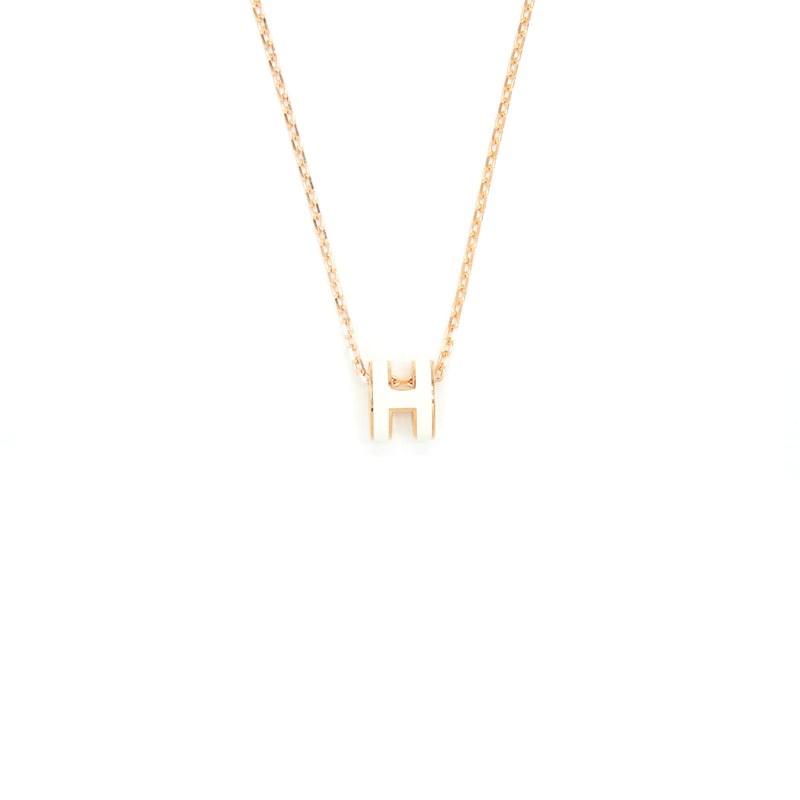 Hermes Mini Pop H Pendant Blanc RGHW