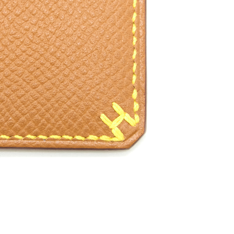 Hermes H Sellier Card Holder Epsom Gold/Jaune Citron Stamp U