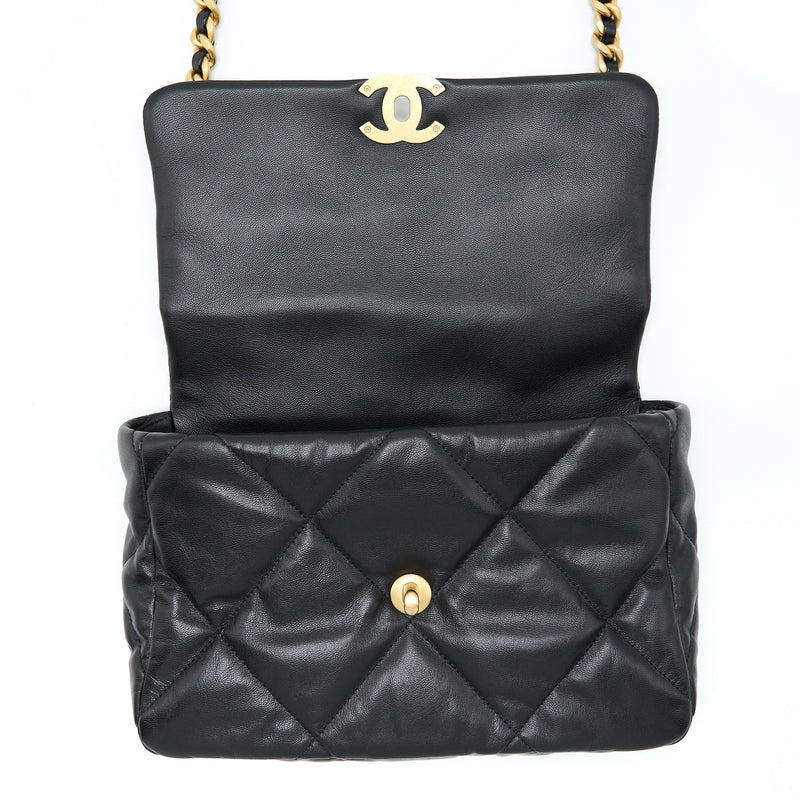 Chanel Medium 19 Bag Goatskin Black With Multicolour Hardware