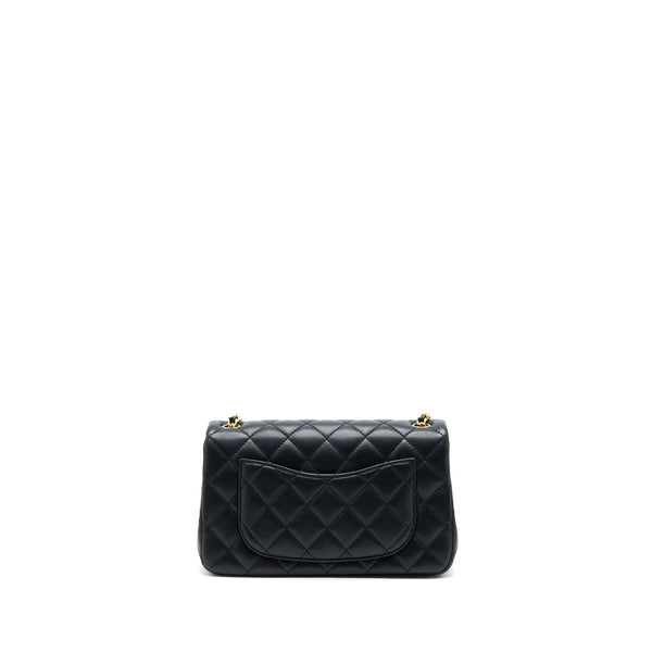 Chanel 23C Pearl Crush Mini Rectangular Flap Bag Lambskin Black Brushed GHW (Microchip)