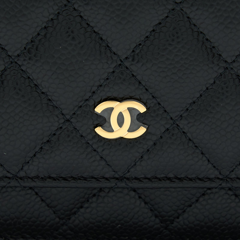 Chanel Classic Wallet On Chain Caviar Black GHW (Microchip)