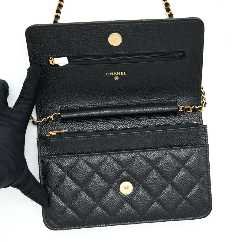 Chanel Classic Wallet On Chain Caviar Black GHW (Microchip)