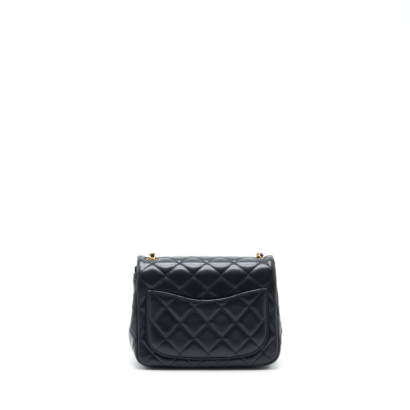 Chanel 22S Pearl Crush Mini Square Flap Bag Lambskin Black GHW (Microchip)