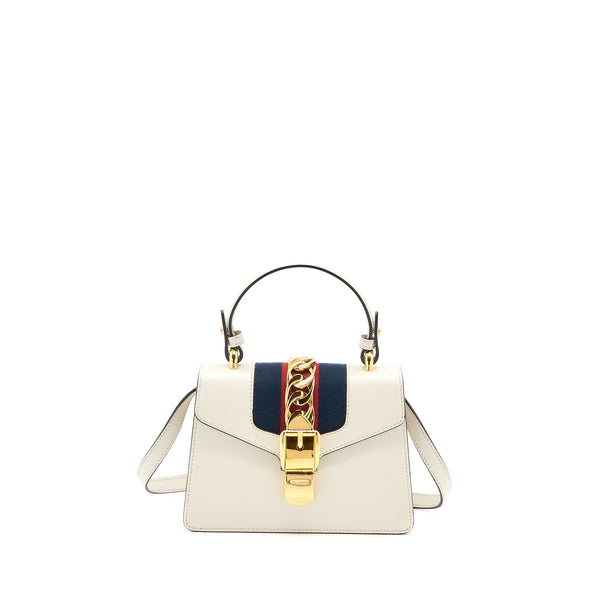 Gucci Mini Sylvia Top Handle Bag White GHW