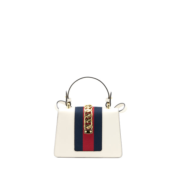 Gucci Mini Sylvia Top Handle Bag White GHW