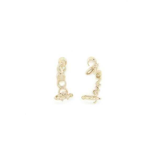 Chanel Letter Earrings Light Gold Tone