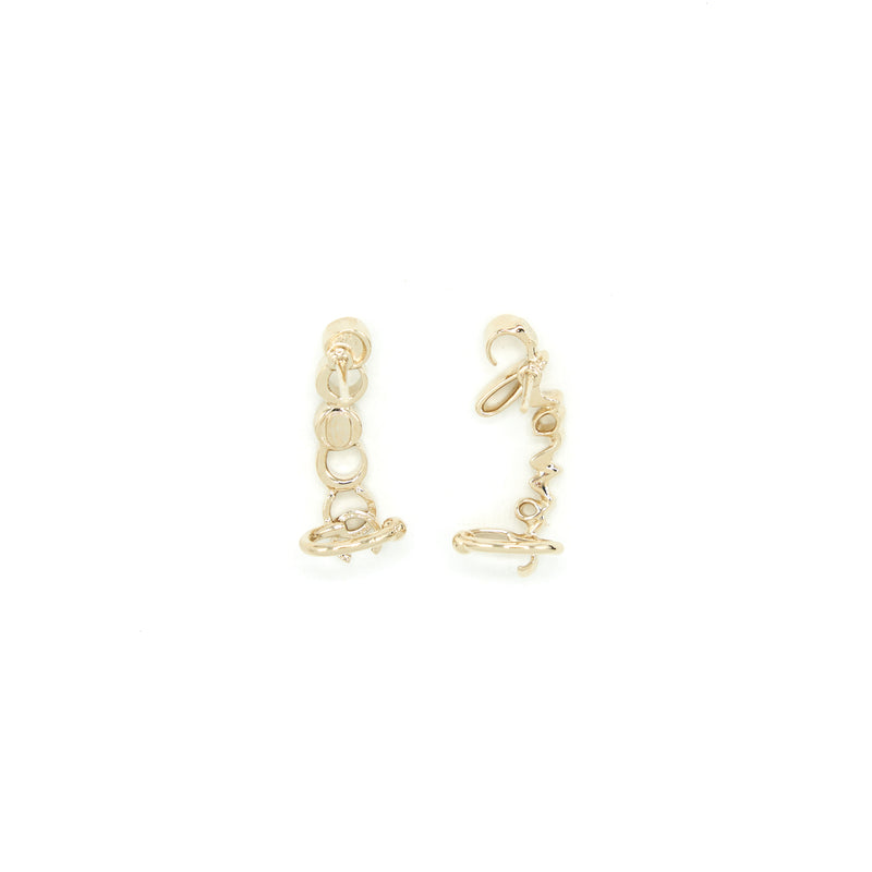 Chanel Letter Earrings Light Gold Tone