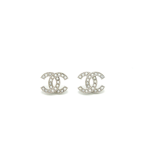 Chanel CC Logo Crystals Earrings SHW