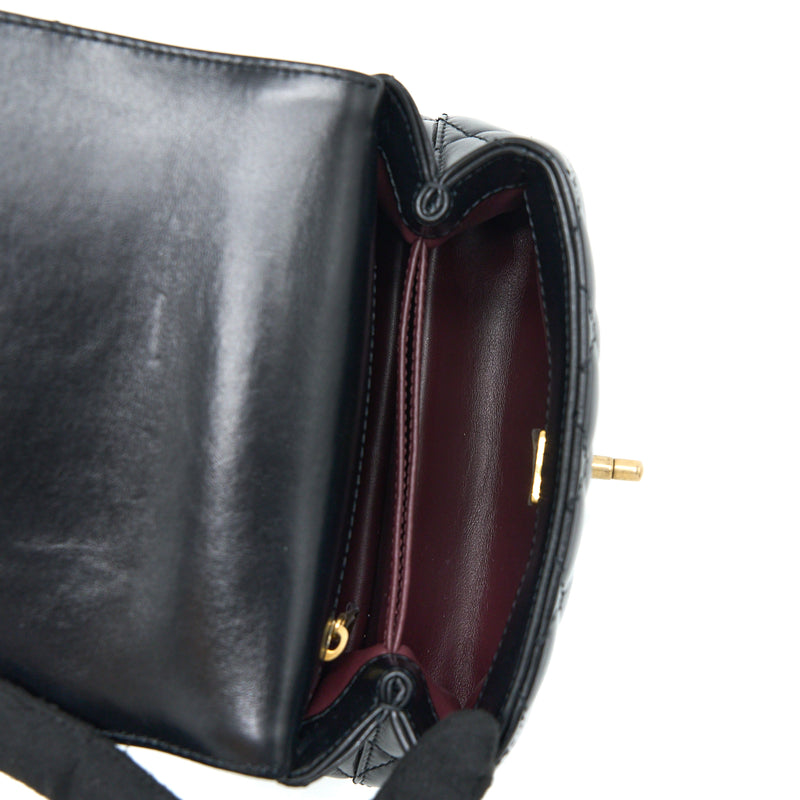 Chanel 22A Mini Coco Handle with Detailed Letter Handle Calfskin Black Brushed GHW (Microchip)