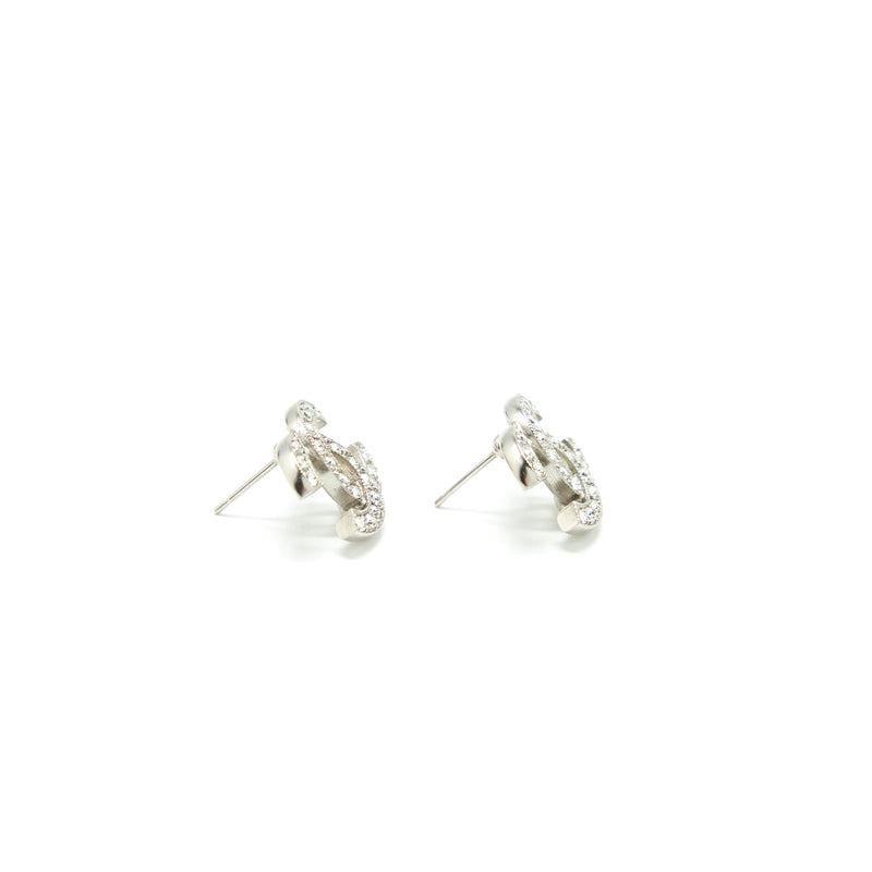 Chanel CC Logo Crystals Earrings SHW