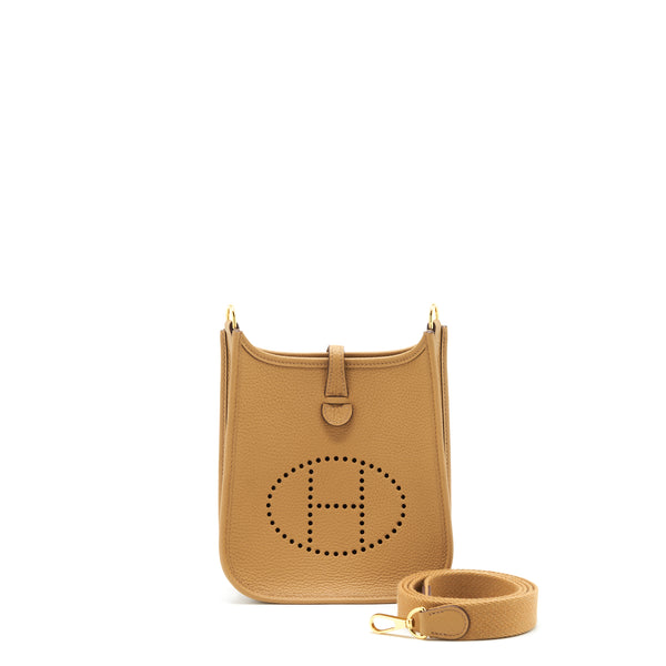 Hermes Mini Evelyne Clemence Biscuit/Camel GHW Stamp Z