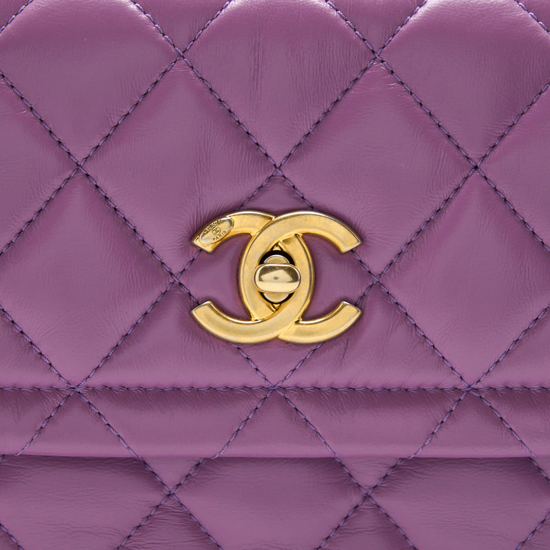 Chanel Square Flap Bag Lambskin Light Purple Brushed GHW