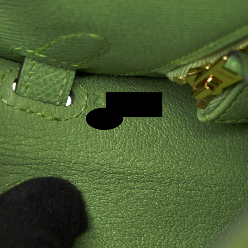 Replica Hermes Kelly Pochette Bag In Vert Criquet Epsom Leather