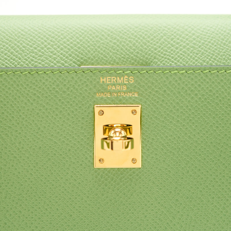 Hermes Kelly 25 Sellier Epsom vert criquet GHW stamp Z