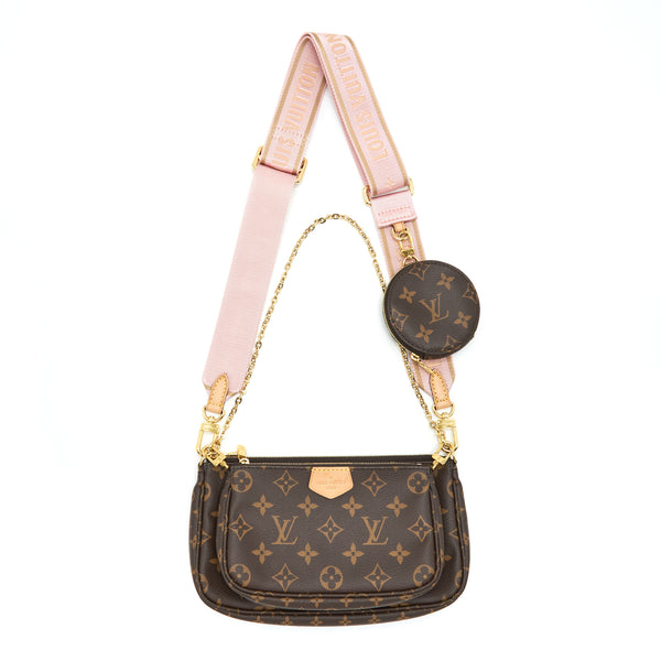 Louis Vuitton Multi Pochette Accessories Pink Strap Monogram Canvas GHW