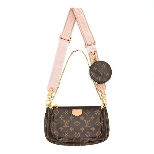 Louis Vuitton Monogram Pink Strap Multi Pochette Crossbody Bag (2020)