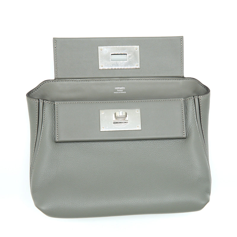 Hermes Mini 24/24 2424-21 Evercolor Gris Meyer SHW Stamp U