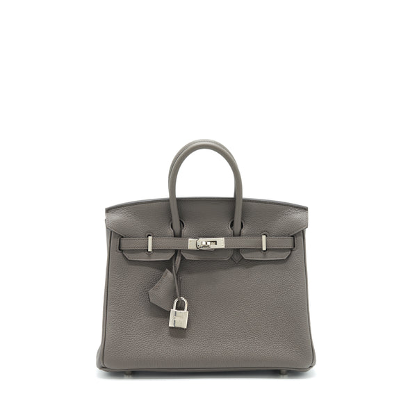 Hermes Birkin 25 Togo 8F Gris Etain SHW Stamp Y