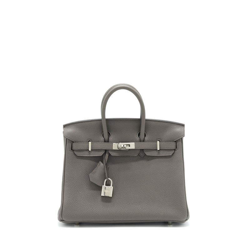 Hermes Birkin 25 Togo 8F Gris Etain SHW Stamp Y