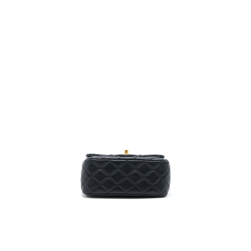 Chanel Pearl Crush Mini Square Lambskin Black Brushed GHW (Microchip)