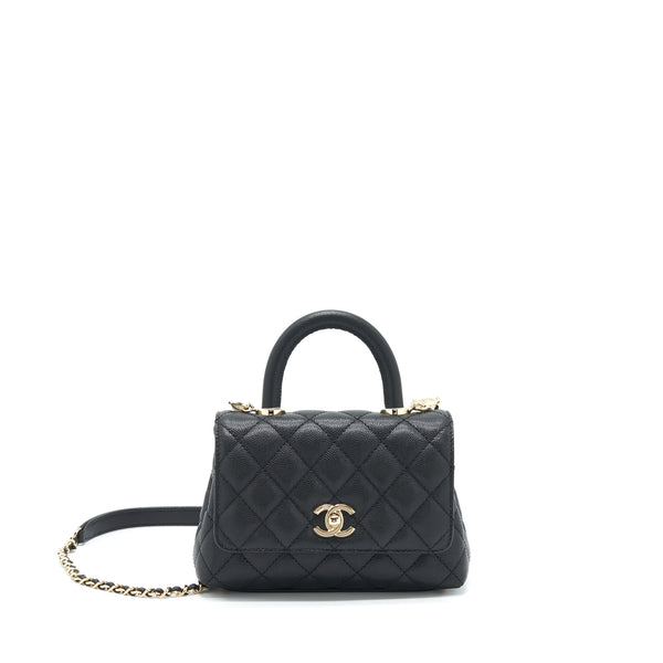 Chanel Mini Coco Handle Caviar Black LGHW (Microchip)