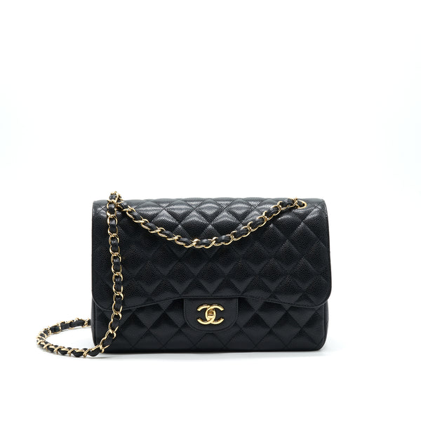 CHANEL JUMBO CLASSIC DOUBLE FLAP IN CAVIAR BLACK GHW