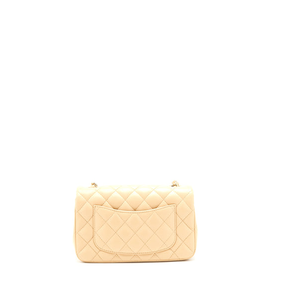 Chanel 22C Mini Rectangular Flap Bag Lambskin Beige LGHW