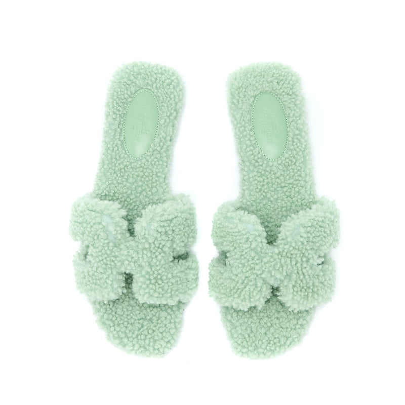 Hermes Size 37.5 Sandal Oran Peau Mint Green