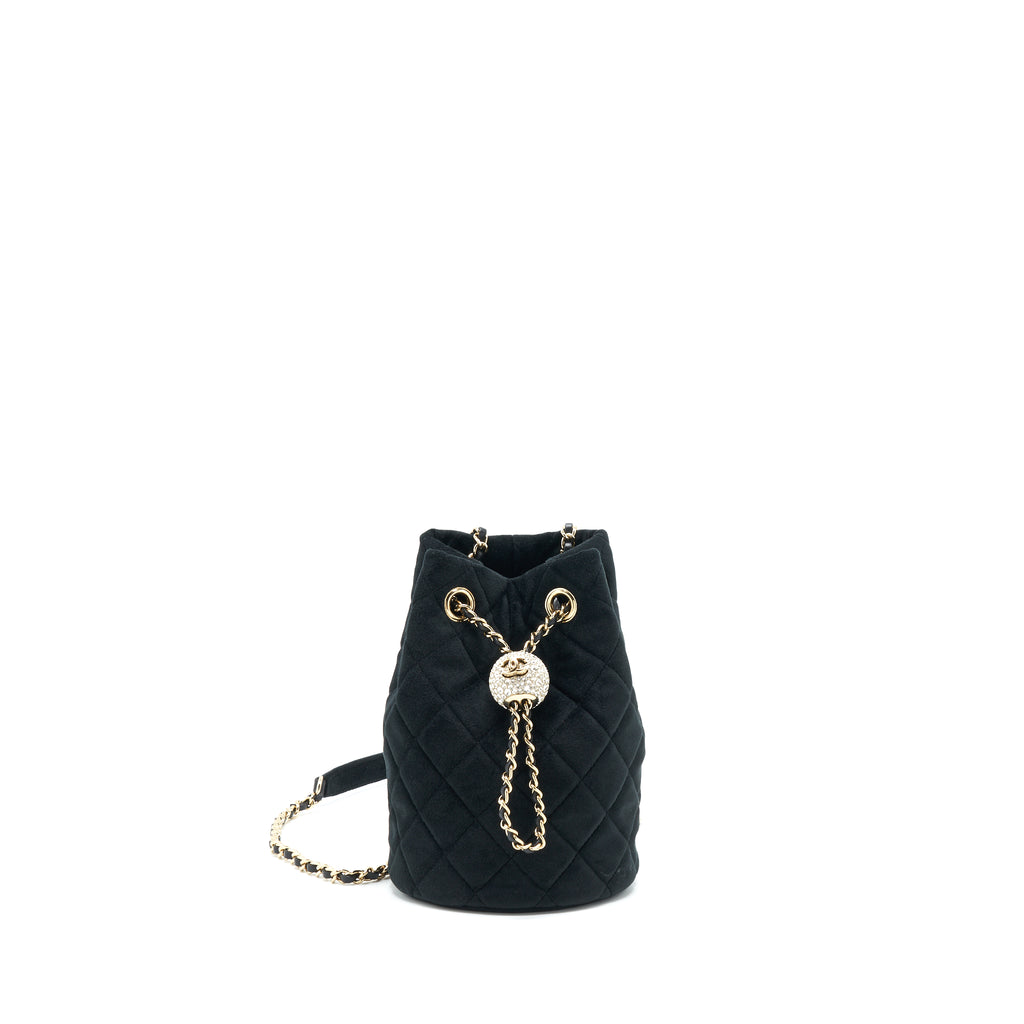 Chanel Pearl Crush On Chain Mini Bucket Velvet Black LGHW