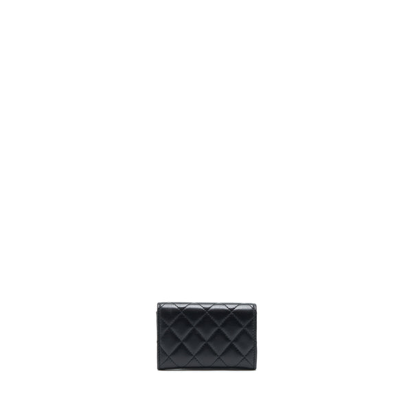 Chanel Quilted Mini Flap Card Holder Lambskin Black GHW