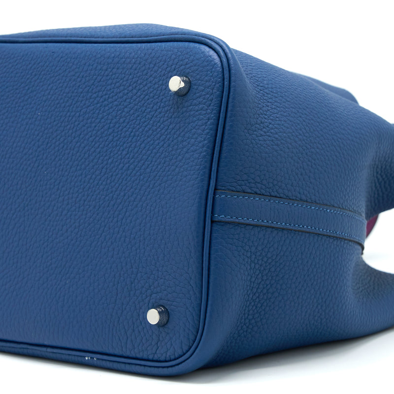 Hermes Picotin 22 Lock Bag Clemence Deep Blue/Anemone SHW Stamp D