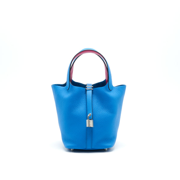 Hermes Picotin 18 Bleu Frida/ Rose Mexico in SHW