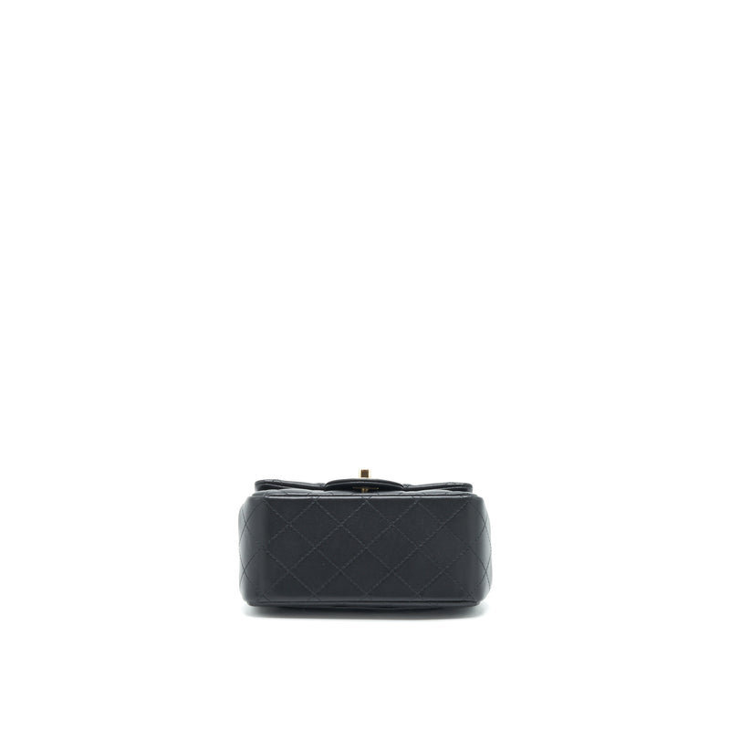 Chanel Mini Square Flap Bag Lambskin Black LGHW(Microchip)