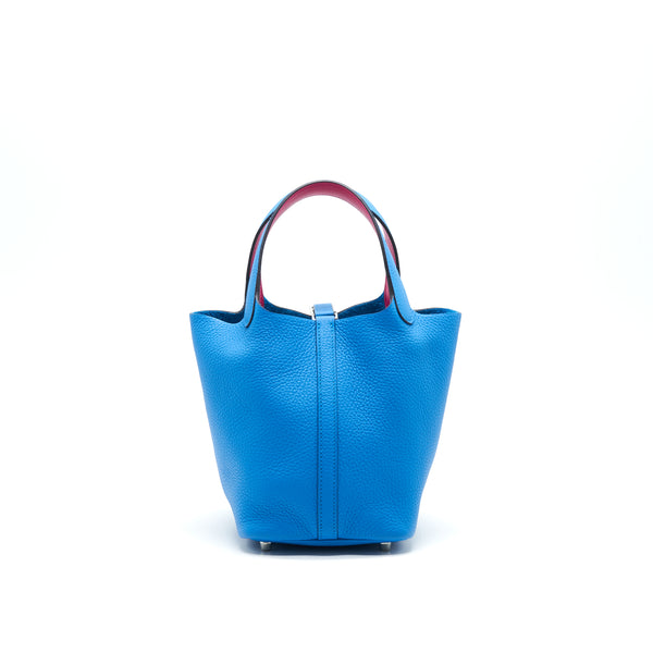 Hermes Picotin 18 Bleu Frida/ Rose Mexico in SHW