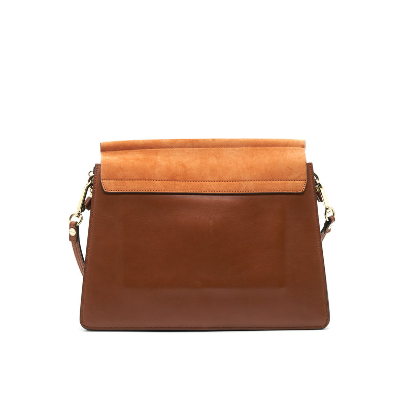 Chloe Faye Shoulder Bag in Suede Leather and Calfskin Brown