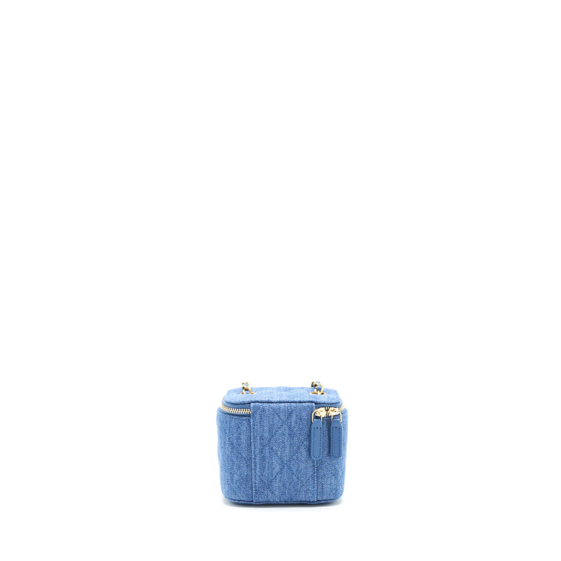 Chanel 22C Pearl Crush Mini Vanity With Chain Denim Blue GHW
