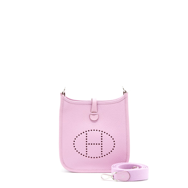 Hermes Mini Evelyne Clemence X9 Mauve Sylvestre SHW Stamp Z