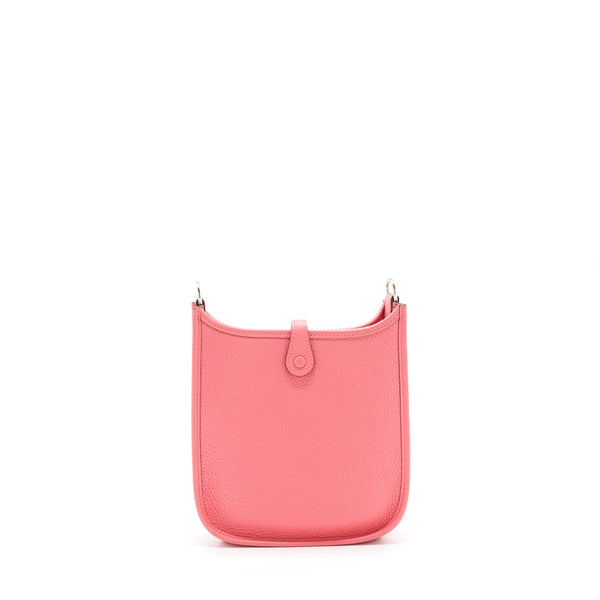 Hermes Mini Evelyne Clemence Rose Azalea / Rouge Pivoine SHW Stamp Y