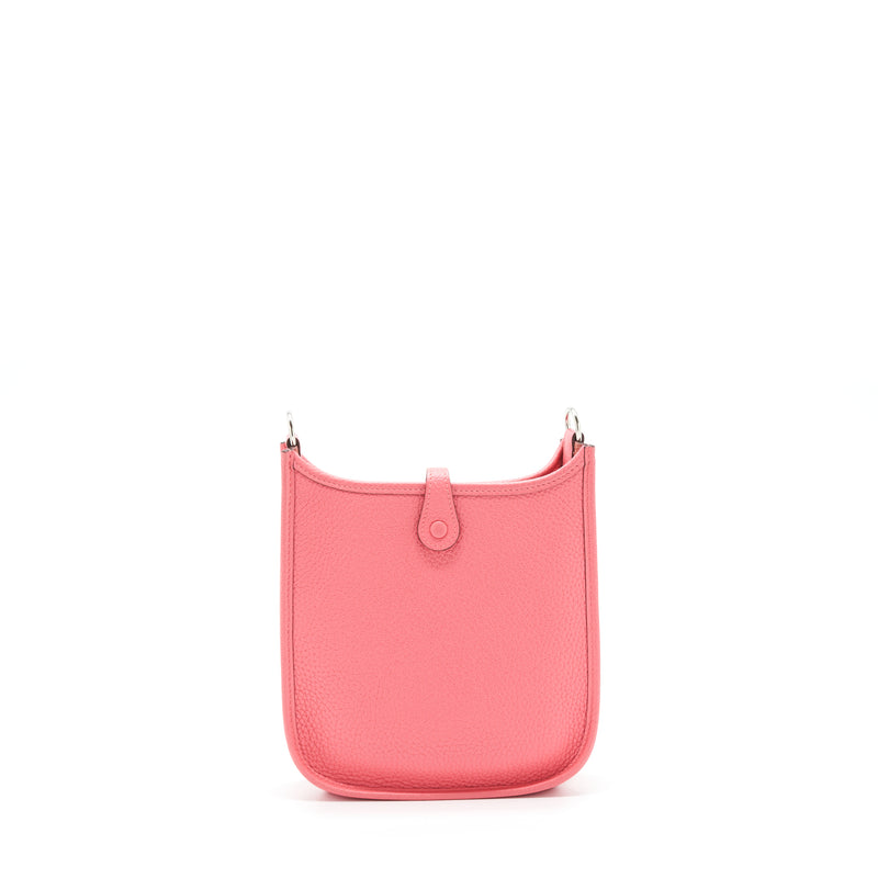 Hermes Mini Evelyne Clemence Rose Azalea / Rouge Pivoine SHW Stamp Y