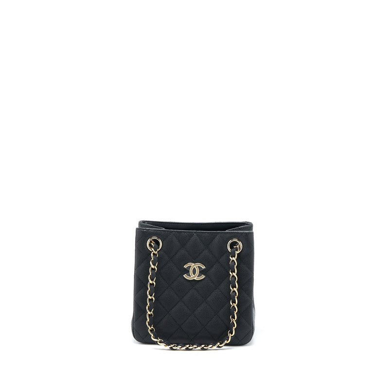 Mini flap bag, Lambskin & gold-tone metal, black — Fashion