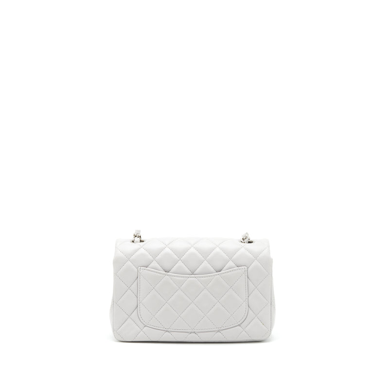 Chanel Mini Rectangular Flap Bag Lambskin Light Grey SHW