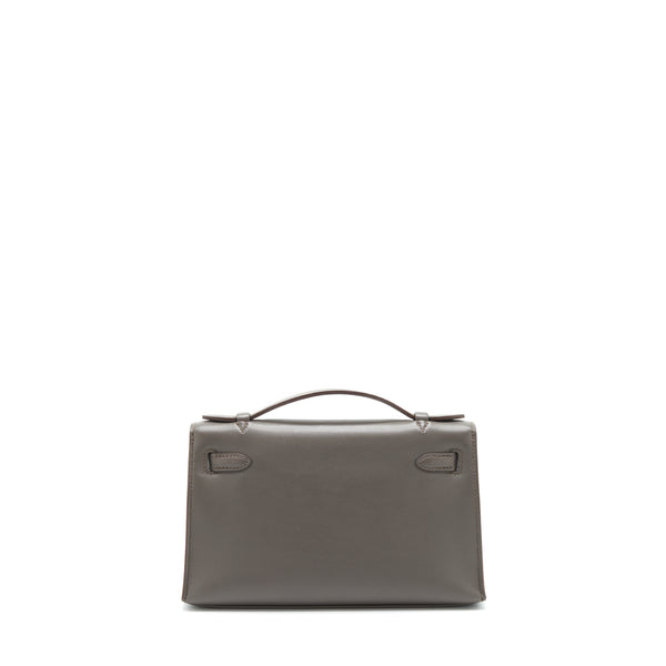 Hermes Kelly Pochette Swift 8F Gris Etain GHW Stamp Square P