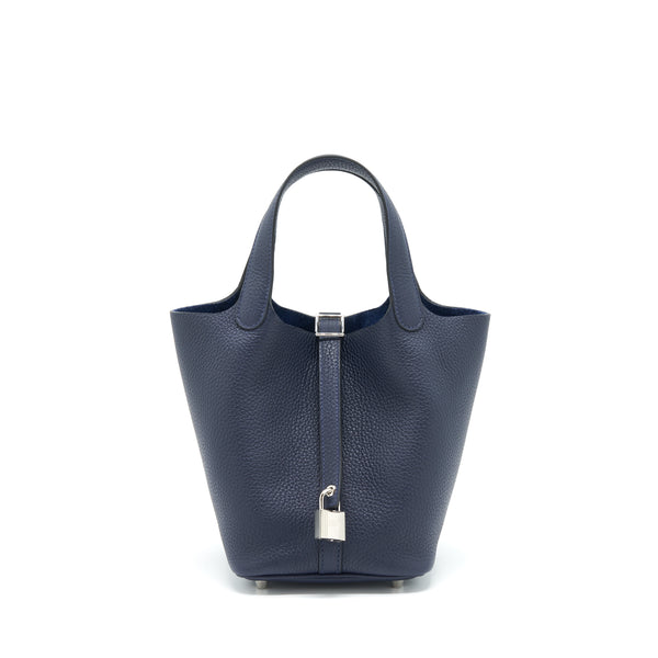 Hermes Picotin 18 Lock Bag Clemence Blue Nuit SHW Stamp Z