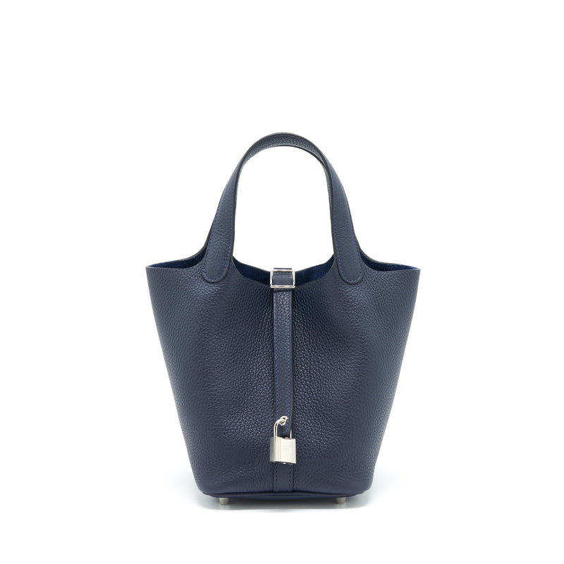Hermes Picotin 18 Lock Bag Clemence Blue Nuit SHW Stamp Z