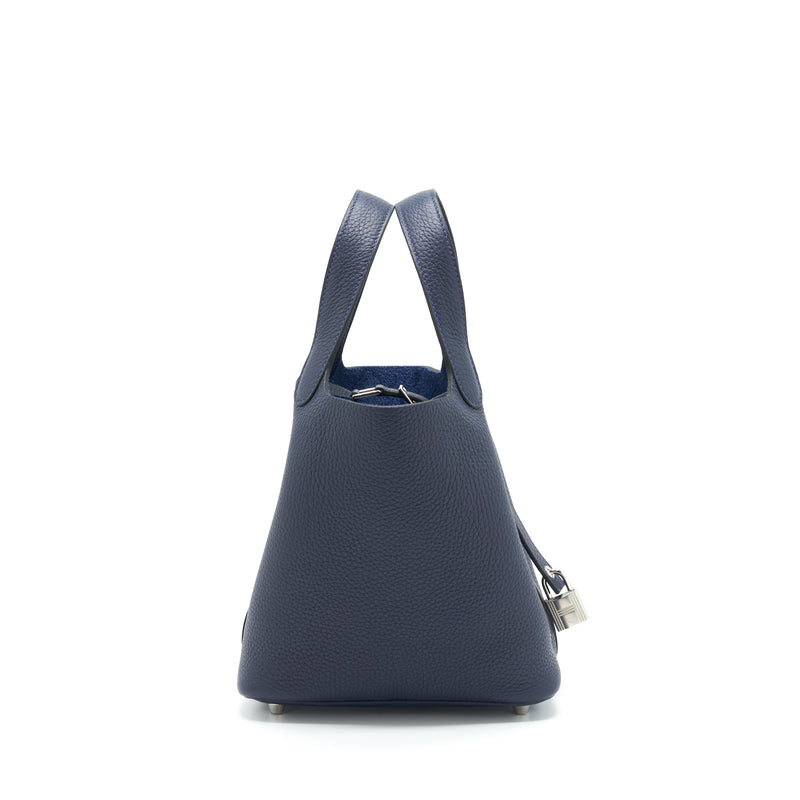 Hermes Picotin 18 Lock Bag Clemence Blue Nuit SHW Stamp Z