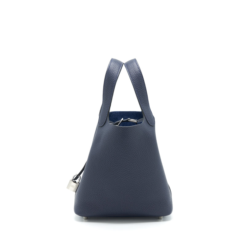 Hermes Picotin 18 Lock Bag Clemence Blue Nuit SHW Stamp Z