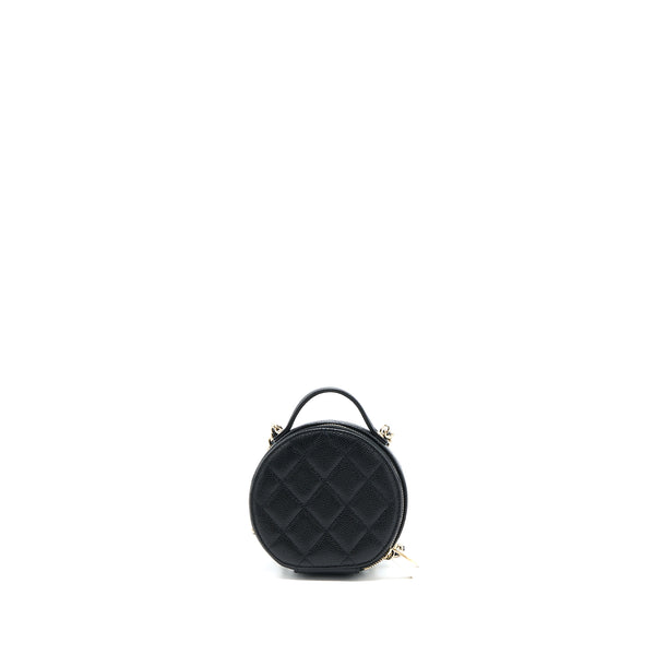 Chanel Mini Round Purse Vanity Caviar Black LGHW