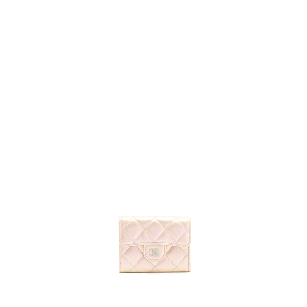 Chanel Iridescent Card Holder Calfskin Pink SHW