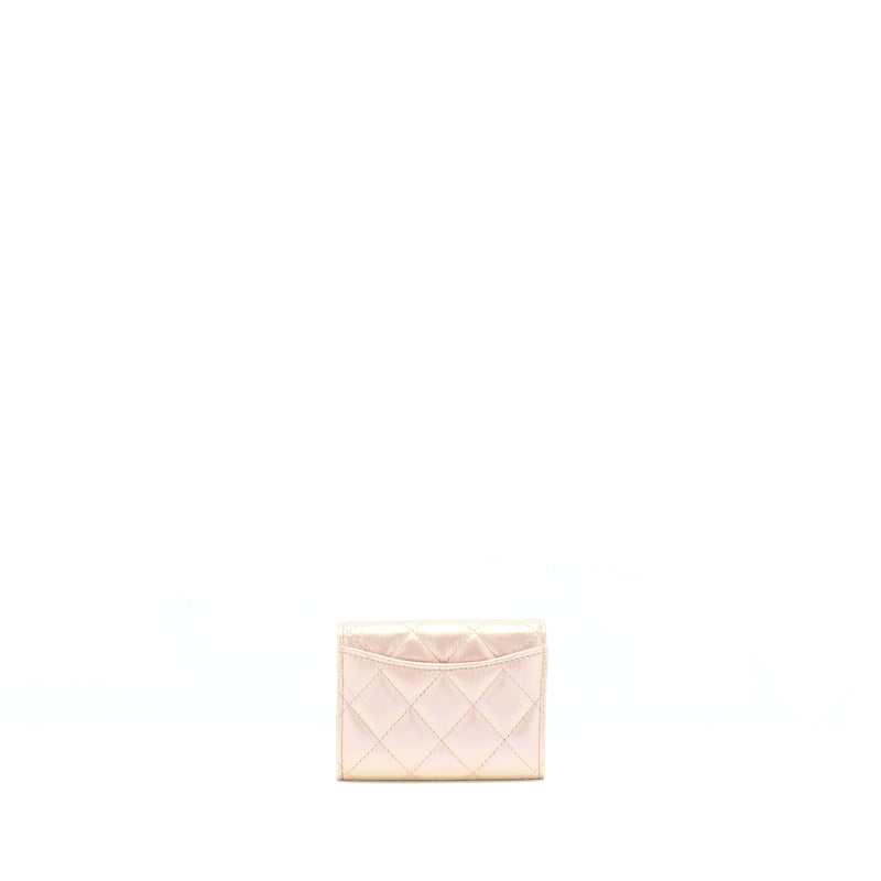 Chanel Iridescent Card Holder Calfskin Pink SHW